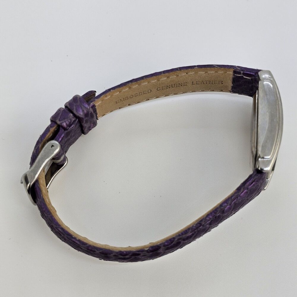 La Mer Collection Women's Watch 22MM White Dial Purple Leather Bands New Battery - Picture 11 of 14
